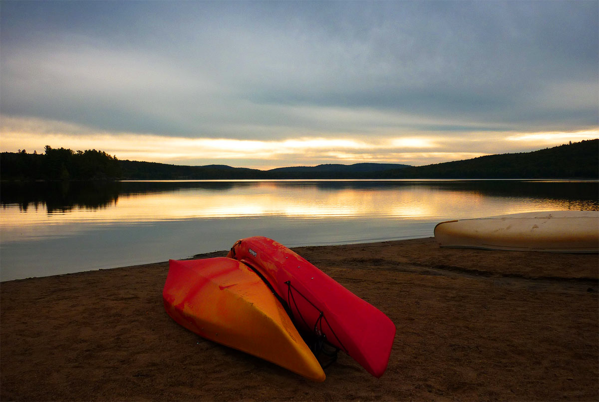 Canoes at the Sunset Lake (2 hours drive north of Rocky Mountain House)