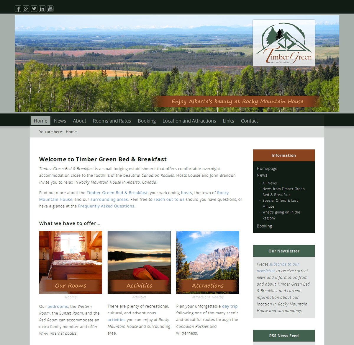Website of Timber Green Bed & Breakfast